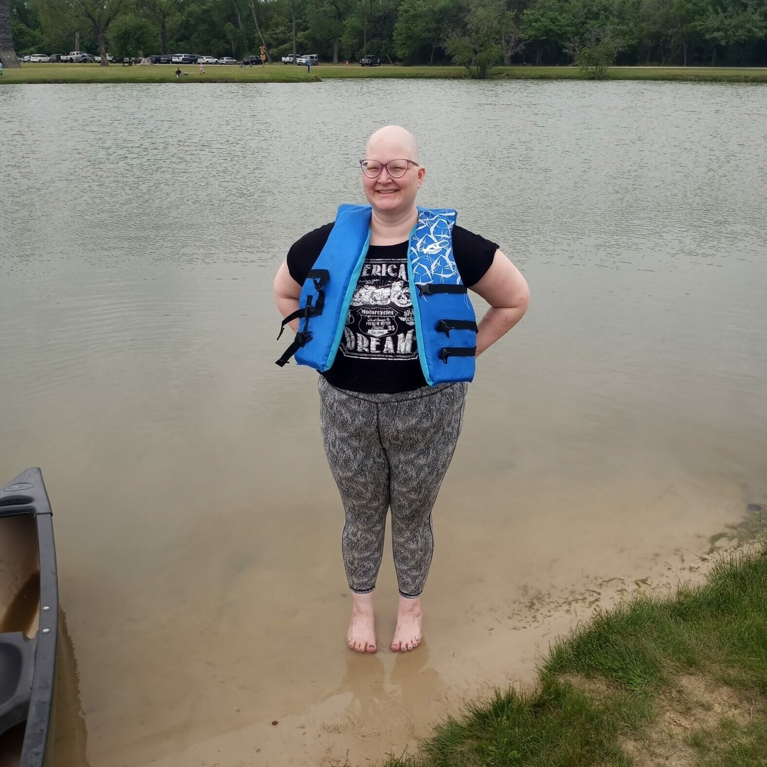 Toni in the lake at Camp Gold 2022.