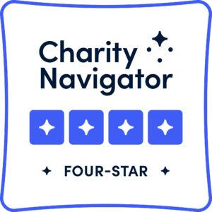 A Charity Navigator seal with 4 stars