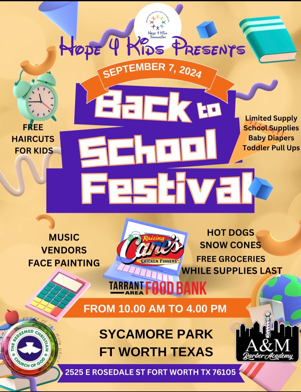 Hope 4 Kids back to school festival flyer